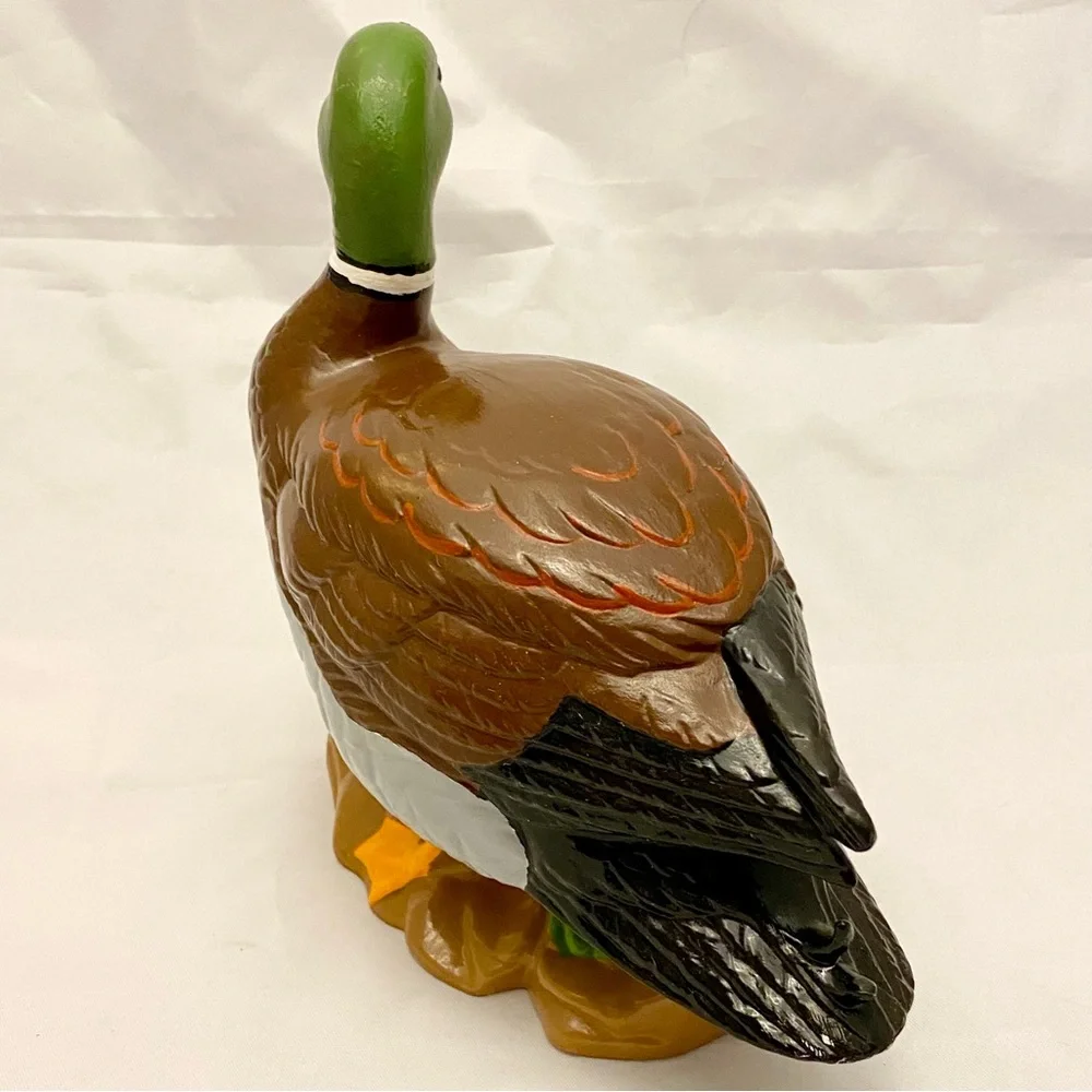 Hand-Painted Ceramic Duck, Signed on Bottom, Hobbyist Painted, VTG